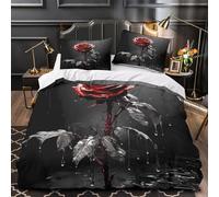 ZAWPPEUIO Red Rosa Set Di Copripiumino 3 Pezzi microfibra ultra morbido stampa 3D con federa dark Moody Set Di Copripiumino cerniera ariosa morbido for ragazze Super king（260x220cm）