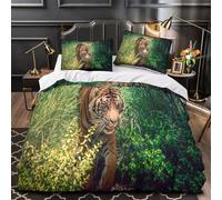 ZAWPPEUIO Wild Tigre Walking Set Di Copripiumino 3 Pezzi microfibra traspirante stampa di 3D con federa Nature Wildlife Set Di Copripiumino cerniera soffice ariosa for coppie Double（200x200cm）