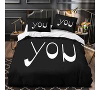 ZAWPPEUIO You Text Copripiumino 3 Pezzi motivo 3D ultra microfibra con federa minimalist White Font Set Di Copripiumino cerniera nascosta ultra morbido for bambini Super king（260x220cm）