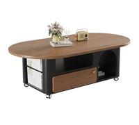 ZAWQFDZ Tavolino da Caffè, Tavolino Caffe Ovale, con Cassetti Multi-spazio e di Grado E1 e Base in Ferro con Rivestimento Nano, per Soggiorni, Salotti(140x70cm/55.1x27.5in)