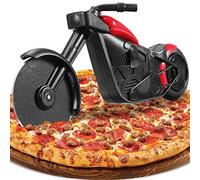 ZAWTR Tagliapizza Ruota Moto, Taglierina per Pizza a Forma di Moto in Acciaio Inox Lame con Rivestimento Antiaderent con Cavalletto, Pizza Coltello Rotella Taglia Affettatrice, Novità Regalo Creativo