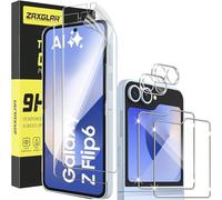 ZAXGLAR Pellicola Vetro Temperato per Samsung Galaxy Z Flip 6, 2 Pcs 9H Anteriore Pellicola Protettiva + 2 Dentro Flessibile Pellicola Protettiva e 2 Pellicola Fotocamera, HD Senza Bolle, Durezza 9H
