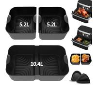 Zaxiva 5 Pezzi Accessori Friggitrice ad Aria in Silicone, Rettangolare Teglie Cestino Friggitrice ad Aria per Ninja AF500EU 10,4L, COSORI 10L, Riutilizzabile Contenitori per Friggitrice ad Aria