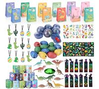 Zaxiva 90PCS Gadget Dinosauri Compleanno Bambini, Regalini Fine Festa Compleanno Bambini, Kit Festa Dinosauri Compleanno con Sacchetto Regalo, Pensierini Compleanno Bambini Dinosauri