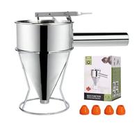 Zaxiva Imbuto Cucina, 1200ml Imbuto per Pasticceria da Cucina in Acciaio Inox, Dosatore per Impasti con Supporto e 4 beccucci in silicone per Torte, Frittelle, Dessert, Waffle, Muffin