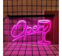 Zayeksole Open Glass Insegna al Neon RGB Dimmerabile A Tre Tasti per Decorazioni Murali, Insegna Luminosa al Neon in Vetro Aperto A LED Alimentata Tramite USB per Bar, Pub,40x30cm