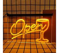 Zayeksole Open Glass Insegna al Neon RGB Dimmerabile A Tre Tasti per Decorazioni Murali, Insegna Luminosa al Neon in Vetro Aperto A LED Alimentata Tramite USB per Bar, Pub,30x20cm