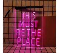 Zayeksole This Must Be The Place Insegna al Neon RGB Dimmerabile A Tre Tasti per Decorazioni Murali, Insegna Luminosa al Neon A LED Alimentata Tramite USB per Bar, Pub, Club,30x20cm