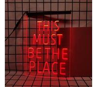 Zayeksole This Must Be The Place Insegna al Neon RGB Dimmerabile A Tre Tasti per Decorazioni Murali, Insegna Luminosa al Neon A LED Alimentata Tramite USB per Bar, Pub, Club,40x30cm
