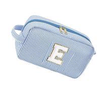 ZAYIUKI Borsa per trucchi a righe di grande capacità per cosmetici con manico organizer per utensili da cucito per cucito