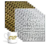 Zayookey 10 Fogli Adesivi Lettera Alfabeto Autoadesivi Impermeabile Vinile Numeri Lettere Segni Adesivi Letter Number Sticker per Cassetta Postale, Porta, Scrapbooking