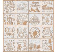 Zayookey 16 Pezzi Stencil Natale per Pittura Riutilizzabili Stencil Mandala Christmas Drawing Stencils Natalizi Modelli di Pittura Mandala per Scrapbook Tela Decorazioni Pittura su Legno