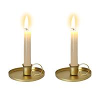 Zayookey 2 Pezzi Portacandele Set, Candelabro Vintage Porta Candele Coniche Chamberstick, Metallo Candle Holder Candeliere per Matrimoni Compleanni Natale Halloween Decorazione (Doro)