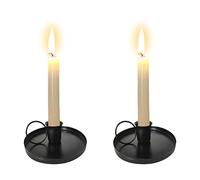 Zayookey 2 Pezzi Portacandele Set, Candelabro Vintage Porta Candele Coniche Chamberstick, Metallo Candle Holder Candeliere per Matrimoni Compleanni Natale Halloween Decorazione (Nero)