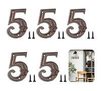 Zayookey 5 pezzi Numero Civico in Ghisa 12 cm Numero di Indirizzo Rustico Numeri delle Cassette Postali Esterno Metal House Numbers con 2 Viti (Qualsiasi cinque numeri)