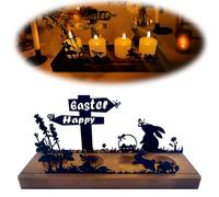 Zaztytoy Corona dell'Avvento Portacandele Pasquali Set - Vassoio in Legno con Decorazioni in Metallo, Robusto, Antiscivolo - per la Decorazione dell'Avvento, Pasqua della Tavola - 28x12.5x8 cm
