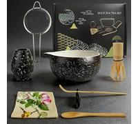Zaztytoy Kit Matcha Giapponese - Ciotola In Ceramica Con Beccuccio Ergonomico, Frusta In Bambù, Cucchiaio E Supporto Inclusi, Per Cerimonia Del Tè, Per Appassionati Di Cultura Giapponese