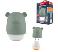 ZAZU Benny Luce notturna per bambini con sensore crepuscolare - Ricaricabile | Accensione automatica | Luce bianca e arancione | Portatile e presa | Batteria fino a 70 ore | Modalità viaggio | Lampada