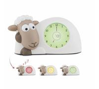 ZAZU Orologio Sam The Lamb - Orologio da letto e luce notturna per bambini | Insegna al tuo bambino con indicatori visivi quando svegliarsi | Luminosità regolabile | Spegnimento automatico (marrone)