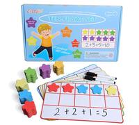 ZazzyKid Set di dieci cornici magnetiche: manipolatori matematici per giochi di conteggio per l'apprendimento in aula per bambini all'asilo, 6 cornici e 60 contatori a forma di stella, mani o