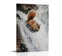 ZBBZJYHH Decorazione artistica da parete con immagine di uno scoiattolo che si tuffa in una cascata con uno sguardo di gioia selvaggia. Poster decorativo da appendere alla parete, 40 x 60 cm