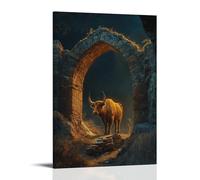 ZBBZJYHH Decorazione artistica da parete, motivo: un bue stoico, con pietre impilabili per un arco della cattedrale di Morning Torchlight, poster decorativo da appendere, 50 x 75 cm
