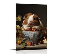 ZBBZJYHH Poster artistico da appendere alla parete con composizione olandese dell'età dell'oro di un animale domestico porcellino d'India che sbuffa attraverso una ciotola di bacche autunnali