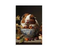 ZBBZJYHH Poster artistico da appendere alla parete con composizione olandese dell'età dell'oro di un animale domestico porcellino d'India che sbuffa attraverso una ciotola di bacche autunnali