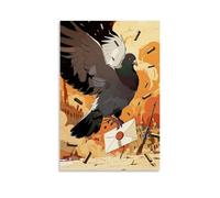 ZBBZJYHH Poster artistico da appendere alla parete, motivo: piccione trasportatore con una lettera segreta legata alla gamba, che vola attraverso una grandine di proiettili, ala al pascolo di un