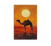 ZBBZJYHH Poster artistico moderno da appendere alla parete, con un cammello sotto un sole lontano, dipinto con toni cotti al sole su uno sfondo di calore color sabbia. Decorazione artistica da parete