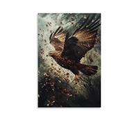 ZBBZJYHH Poster artistico moderno da appendere alla parete, motivo: un falco che affetta le correnti del vento, ogni piuma ha spazzato il vento su uno sfondo di cielo di ardesia senza nuvole. Poster