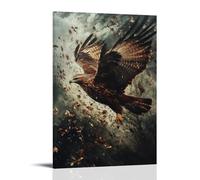 ZBBZJYHH Poster artistico moderno da appendere alla parete, motivo: un falco che affetta le correnti del vento, ogni piuma ha spazzato il vento su uno sfondo di cielo di ardesia senza nuvole. Poster