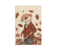 ZBBZJYHH Poster decorativo da appendere alla parete, con foglie che si spazzano con un gilet di tweed e un morbido giornale dai toni del giornale, decorazione artistica da parete, 20 x 30 cm