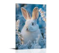 ZBBZJYHH Poster decorativo da appendere alla parete con immagine di coniglio congelato con allarme di congelamento sotto il bambino, colore blu, con spasmi sul naso nel vento immaginato, poster