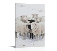 ZBBZJYHH Poster decorativo da appendere alla parete, con pecore che si stringono insieme, lana bianca come neve, 50 x 75 cm