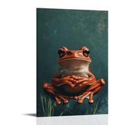 ZBBZJYHH Poster decorativo da appendere alla parete con una rana seduta calma con mani incrociate su un morbido campo di giada, moderno, artistico, decorativo, 30 x 45 cm