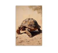 ZBBZJYHH Poster decorativo da appendere alla parete con una tartaruga su una tela beige sabbia, il suo guscio strutturato è una testimonianza tranquilla del tempo e della pazienza. Poster decorativo