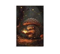 ZBBZJYHH Poster decorativo da appendere alla parete con uno storico riccio che recita leggende dalla luce del fuoco all'interno di una camera di funghi velenosi, decorazione artistica moderna da