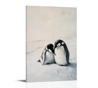 ZBBZJYHH Una coppia di pinguini rannicchiati su una tela bianca innevata, calore che irradia da morbide tonalità miste. Poster artistico moderno da appendere alla parete, 20 x 30 cm