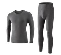 ZBDP 2 Pz/set Manica Lunga Biancheria Intima Termica Uomo Tessuto di Velluto Lungo Johns Pant Front Open Inverno/Autunno Tuta Calda Solido, Th02-grigio-set, L