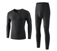 ZBDP 2 Pz/set Manica Lunga Biancheria Intima Termica Uomo Tessuto di Velluto Lungo Johns Pant Front Open Inverno/Autunno Tuta Calda Solido, Th02-nero-set, L