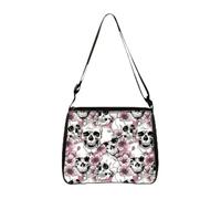 ZBDP - Borsa a tracolla con motivo floreale e teschio, borsa da notte di Halloween, borsa a tracolla alla moda da donna casual per uso quotidiano, H, 20x25cm