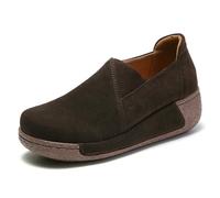 ZBDP Donne Madre Femminile Vera Pelle Scarpe Piattaforma Ballerine Mocassini Slip On Coreano Plus Size 41 42 Scarpe, Caff, 40 EU