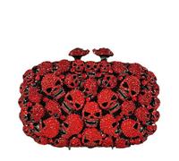 ZBDP - Pochette da donna con mini teschio, per Halloween, colore arancione/nero/verde, borsa da sera con cristalli, Rosso 5b, Super Mini