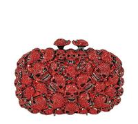 ZBDP - Pochette da donna con mini teschio, per Halloween, colore arancione/nero/verde, borsa da sera con cristalli, Rosso 5., Super Mini