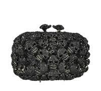 ZBDP - Pochette da donna con mini teschio, per Halloween, colore arancione/nero/verde, borsa da sera con cristalli, Nero 7 , Super Mini