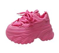 ZBDP - Scarpe da ginnastica da donna con plateau, in rete traspirante, con zeppa da 8,5 cm, tacco nascosto, per il tempo libero, Rosso rosato., 37.5 EU