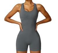 Zbdzsw Body Elasticizzato Abbigliamento da Palestra Push Up Senza Cuciture Tuta Sportiva Tuta da Sudore Set da Allenamento Fitness da Donna, Grey, L