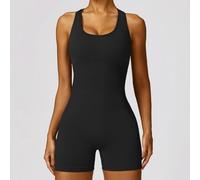 Zbdzsw Body Elasticizzato Abbigliamento da Palestra Push Up Senza Cuciture Tuta Sportiva Tuta da Sudore Set da Allenamento Fitness da Donna, Black, M