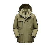 ZBDZSW Impermeabile Uomo Tre In Uno Giacca Da Trekking In Pile Plus Size Antivento Giacca A Vento Campeggio Trekking Sci Giacche Spesse, cachi, XL